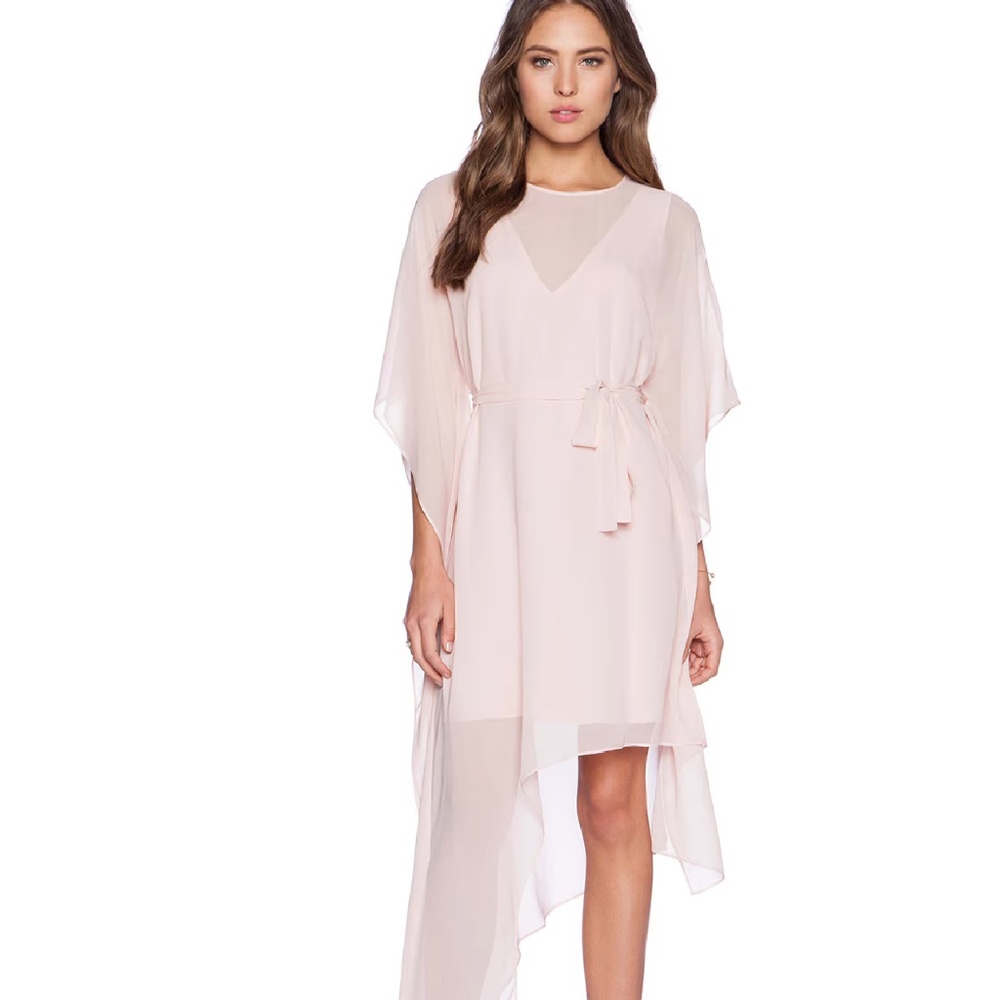 BCBGMAXAZRIA Suzy Draped Asymmetric Mint Green Aqua Silk Dress - Picture 3 of 14